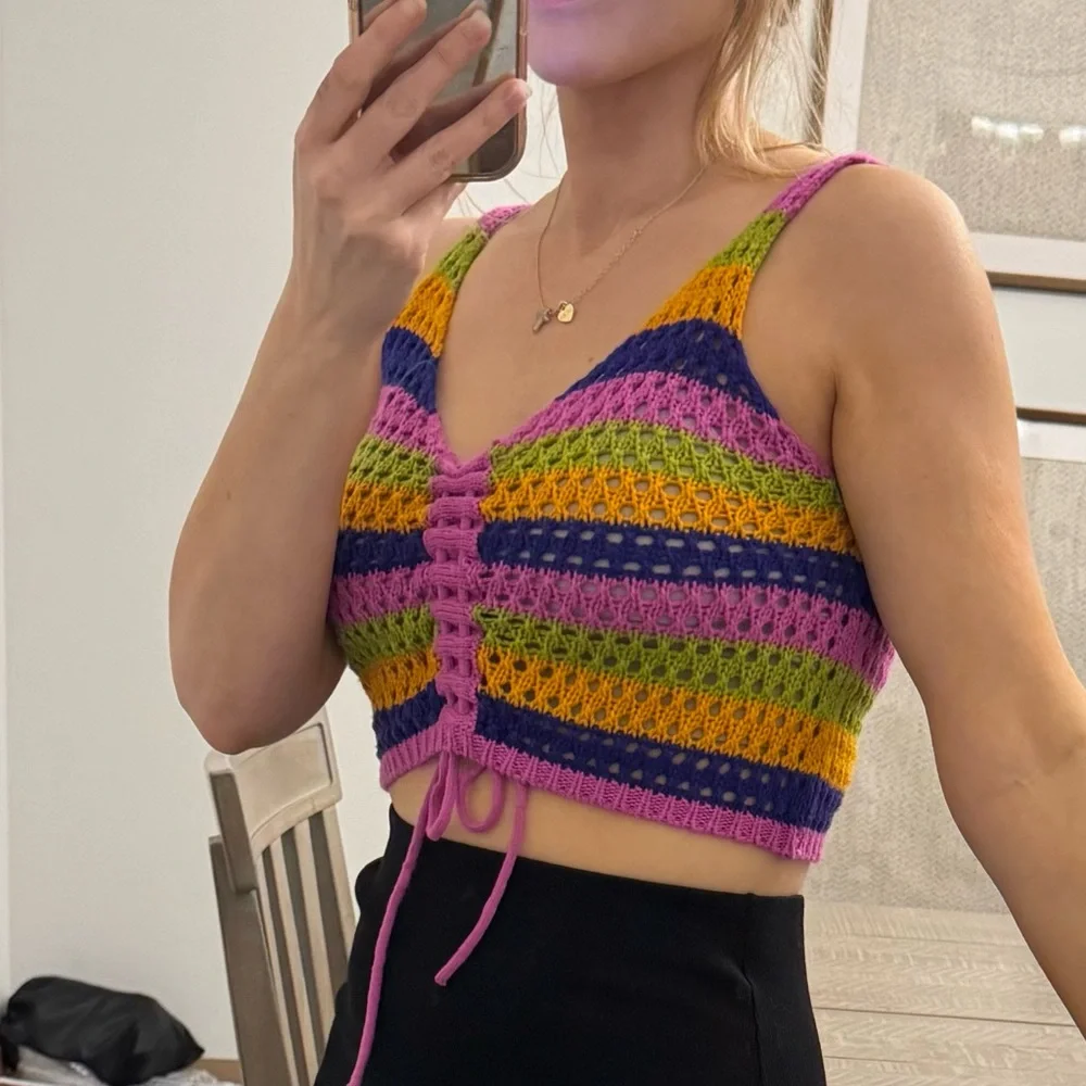 Colorful Striped Crochet Crop Top - Picture 6 of 14